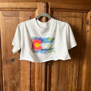 Colorado Breckenridge White Cropped Graphic Tee Size Small